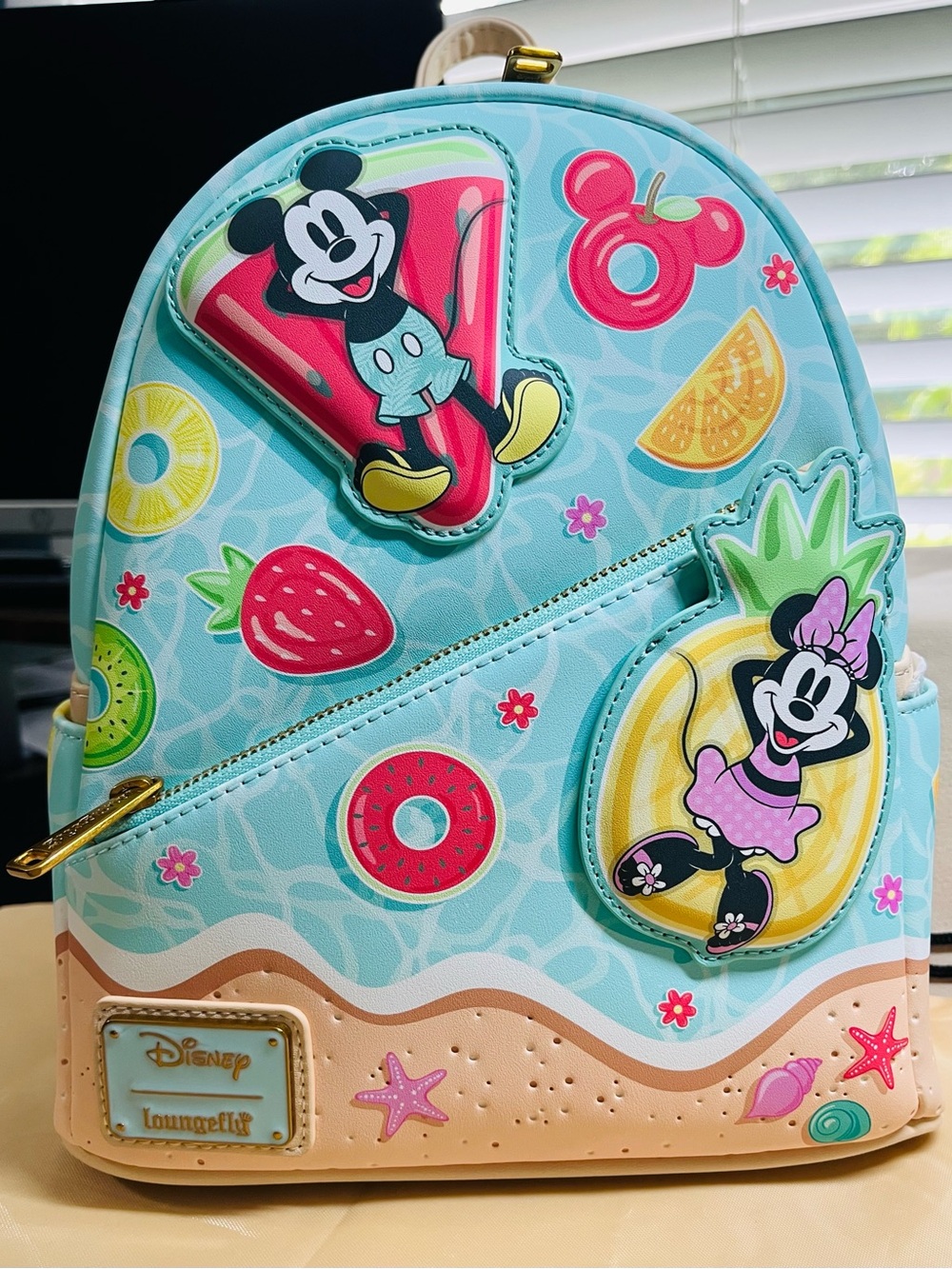 Loungefly Aqua Teal Disney Mickey & Minnie Beach Fun Mini Backpack - NWT